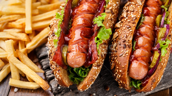 Barbecue gegrild hot dog diner Rood Stockfoto © vankad
