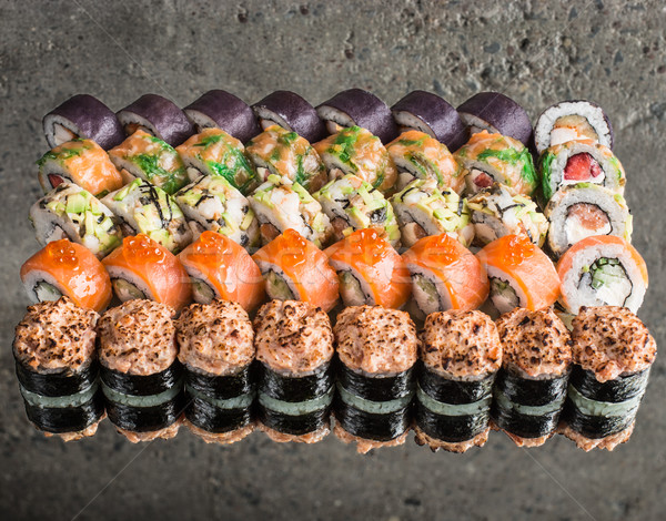 Stock photo: Sushi set on concrete background