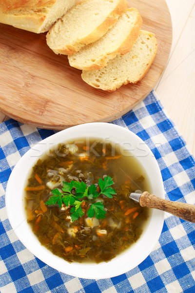 Stok fotoğraf: Lezzetli · çorba · yumurta · beyaz · çanak · gıda