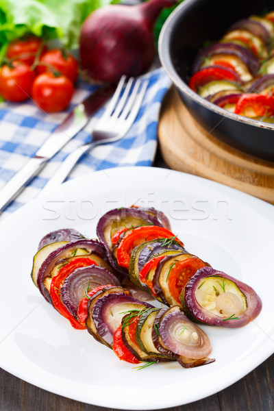 Frisch gekocht Essen Abendessen Tomaten Stock foto © vankad