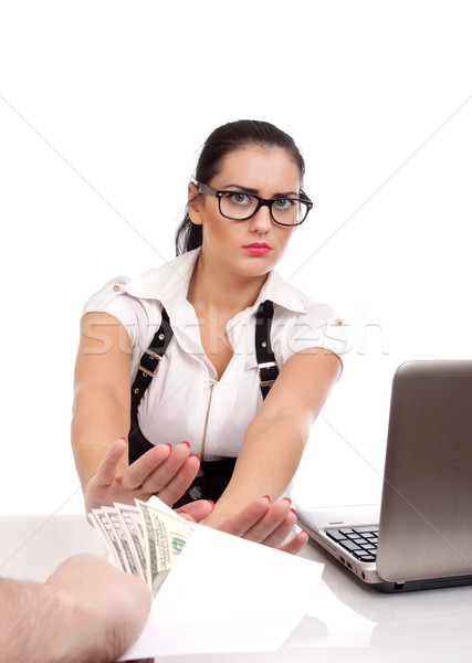 Woman rejecting money in envelope Stock photo © vankad