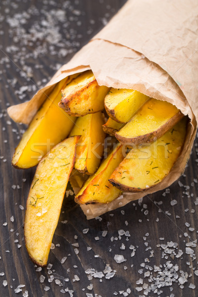 Aardappel perkament papier plantaardige schotel zout Stockfoto © vankad