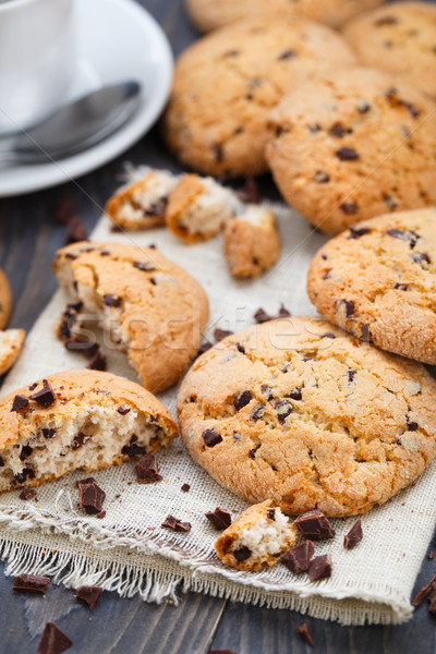 Schokolade Chip Cookies Leinen Serviette Stock foto © vankad