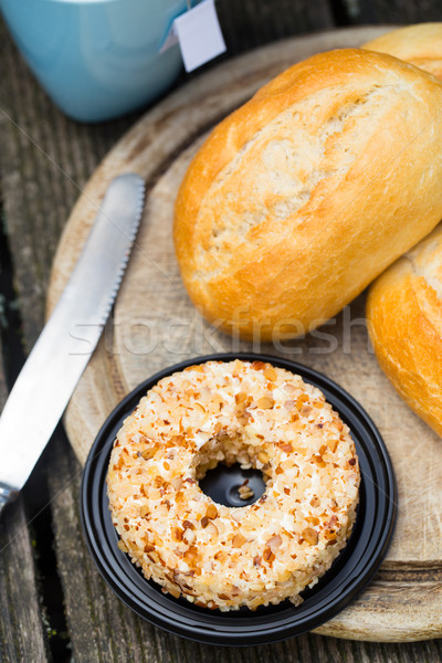 Stock photo: Sweet cream cheese with nuts