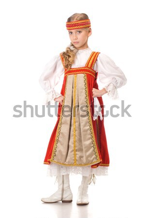 Stock photo: Young girl dancing in national dress