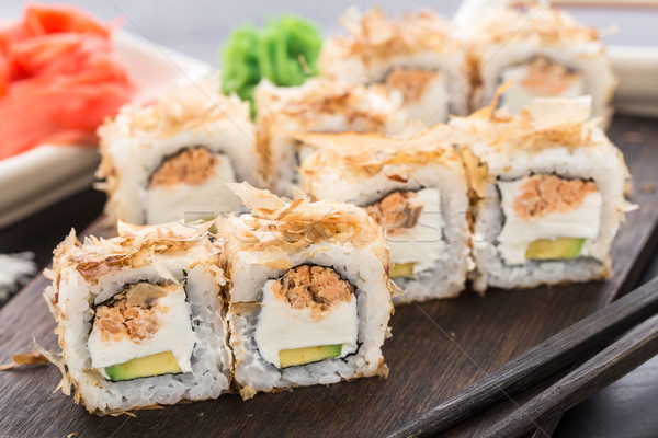 Foto d'archivio: Sushi · salmone · teriyaki · avocado · crema