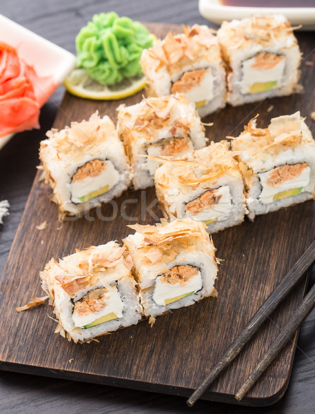 Sushi somon teriyaki avokado krem Stok fotoğraf © vankad