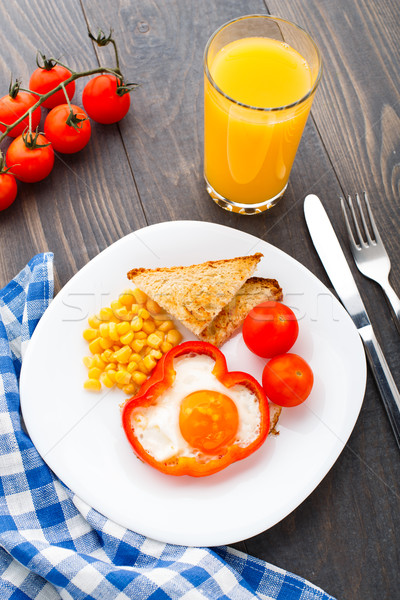 Stock photo: Fried egg in sweet paprika