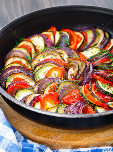 Stock photo: Ratatouille in a pan