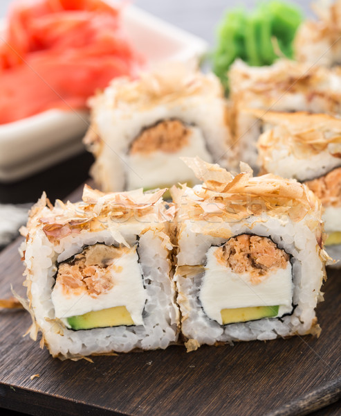 Sushi somon teriyaki avokado krem Stok fotoğraf © vankad