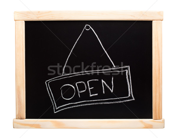 Stock photo: Open sign made on a blackboard