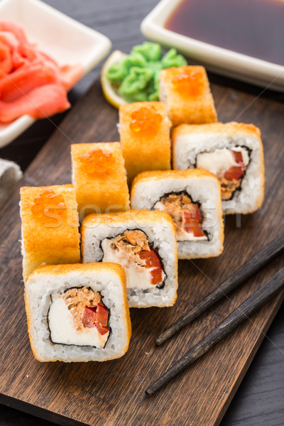 Sushi rulo somon teriyaki Stok fotoğraf © vankad