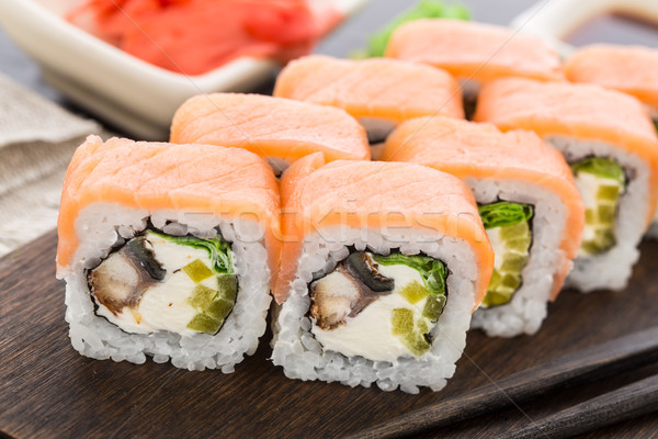 Sushi rotolare salmone anguilla affumicato alimentare Foto d'archivio © vankad