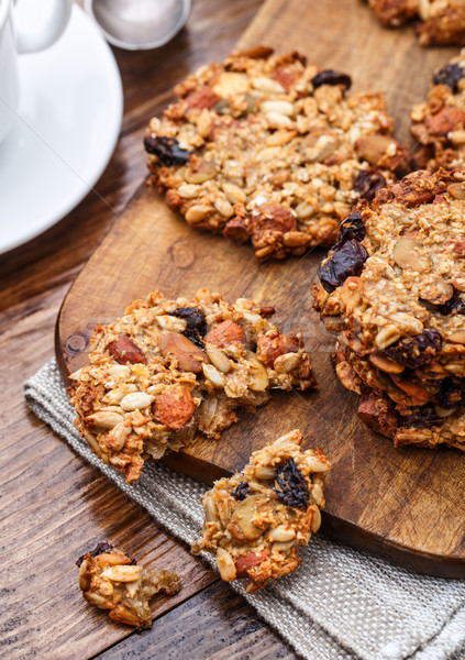 Hausgemachte Haferflocken Cookies Samen Rosine Nüsse Stock foto © vankad