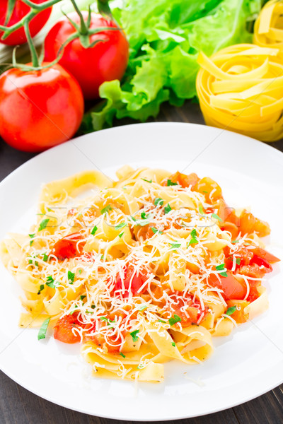 Fettuccine with tomato Stock photo © vankad