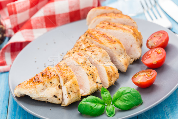 Pollo alla griglia seni piatto alimentare cena pomodoro Foto d'archivio © vankad