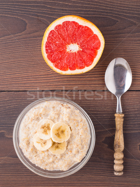 Stok fotoğraf: Yulaf · muz · greyfurt · tablo · gıda · meyve