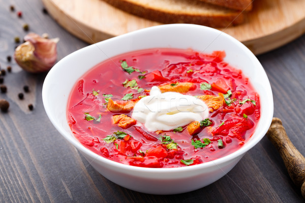 Stock photo: Ukrainian and russian national red borsch