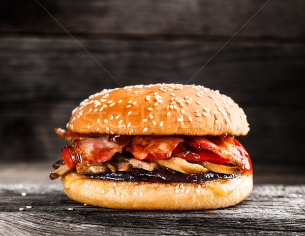 Burger with bacon and vegetables Stock photo © vankad
