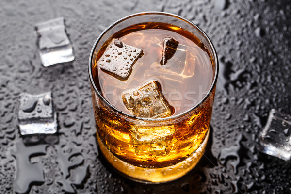 Szkła lodu pić czarny alkoholu Zdjęcia stock © vankad