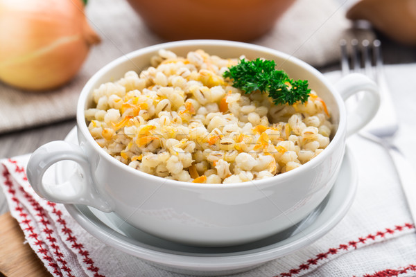 Stock photo: Barley porridge with carrot and onion