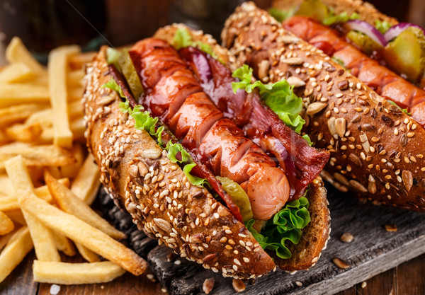 Stockfoto: Barbecue · gegrild · hot · dog · brood · diner