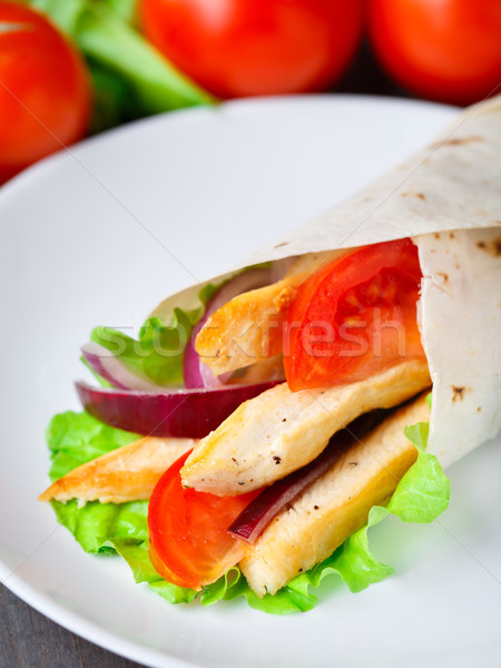 Tavuk kebap lezzetli tablo gıda Stok fotoğraf © vankad