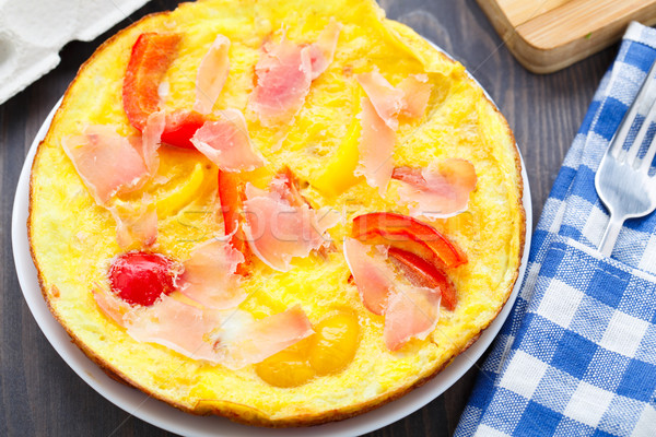 Omelette with vegetables and prosciutto Stock photo © vankad