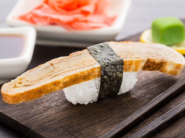 Nigiri sushi with omelette Stock photo © vankad