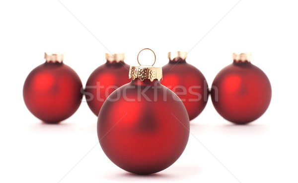 Rot Weihnachten Kugeln weiß seicht Stock foto © vankad