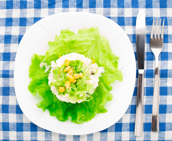 Crab salată maioneza placă tabel cuţit Imagine de stoc © vankad
