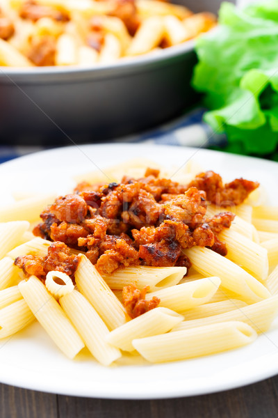 Pasta salsa boloñesa delicioso placa comida plato Foto stock © vankad