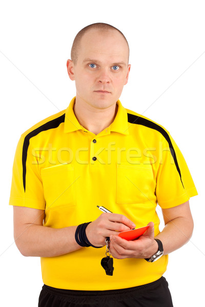 Futebol árbitro escrita vermelho cartão isolado Foto stock © vankad