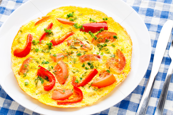 Foto stock: Páprica · tomates · ervas · prato · comida · ovo