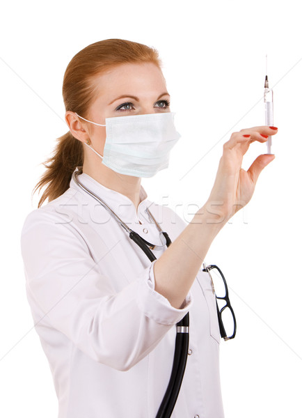 Lekarza szczepienia wstrzykiwań biały działalności Zdjęcia stock © vankad