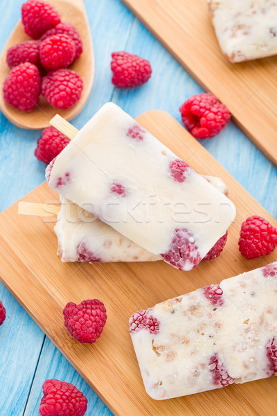 Frozen yogurt with oats and raspberries Stock photo © vankad