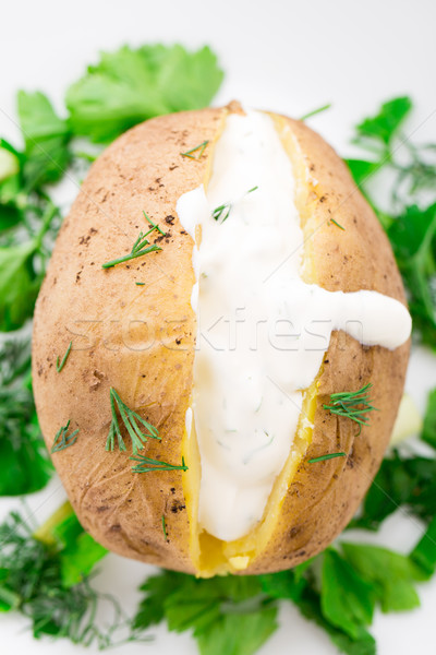 Stock photo: Baked potato with cream sauce