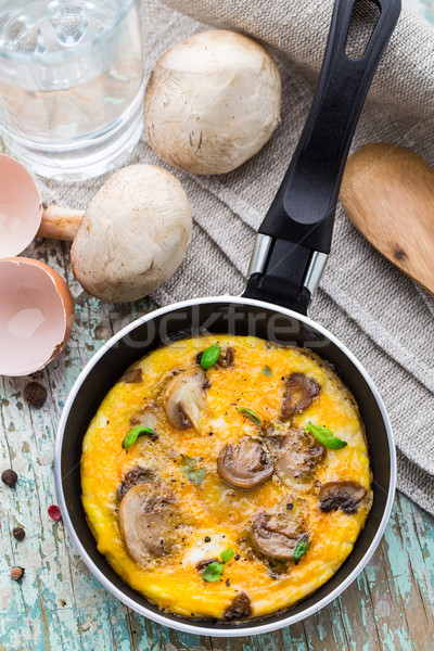 Mantar ev yapımı tava gıda yumurta biber Stok fotoğraf © vankad