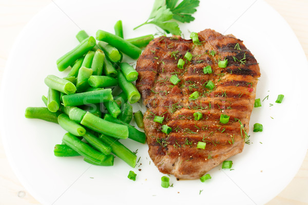 Foto stock: Bife · vagens · delicioso · prato · comida · vaca