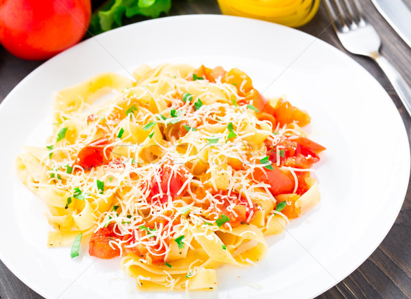 Fettuccine with tomato Stock photo © vankad