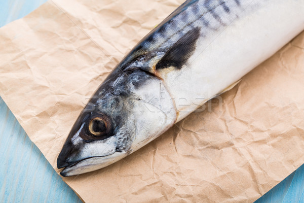 Frischen Makrele Papier Fisch Pergament Essen Stock foto © vankad