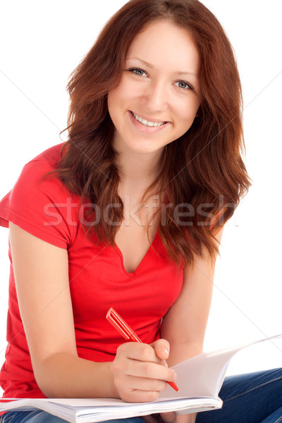 Estudiante sesión estudiar hermosa jóvenes femenino Foto stock © vankad