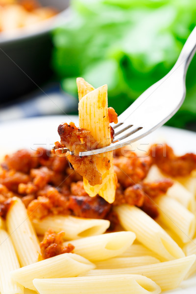 Makaronu sos bolognese tablicy posiłek Zdjęcia stock © vankad