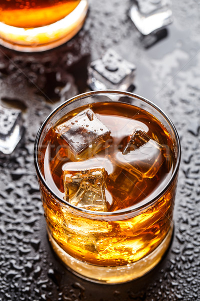 üveg alkoholos ital jég ital fekete alkohol Stock fotó © vankad