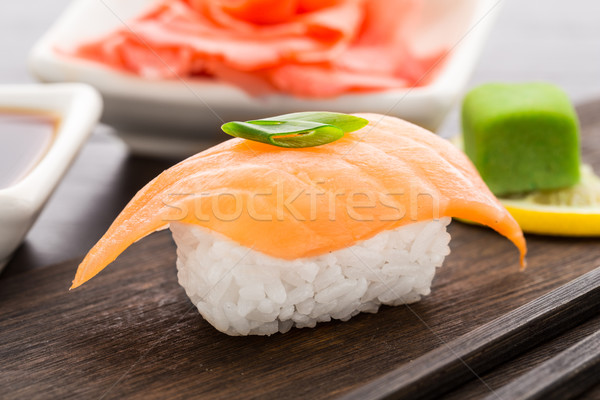 Nigiri sushi with salmon Stock photo © vankad