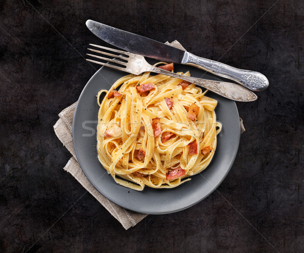 Pasta carbonara on a plate Stock photo © vankad