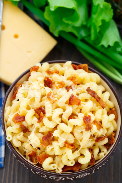 Mac brânză slanina castron alimente Imagine de stoc © vankad