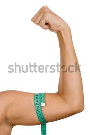 Hand Zentimeter isoliert weiß Mädchen Fitness Stock foto © vankad