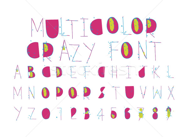 Multicolor crazy thin font with grunge pieces Stock photo © Vanzyst