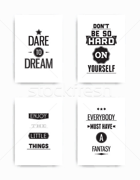 Set Plakate zitieren vier motivierend beliebt Stock foto © Vanzyst